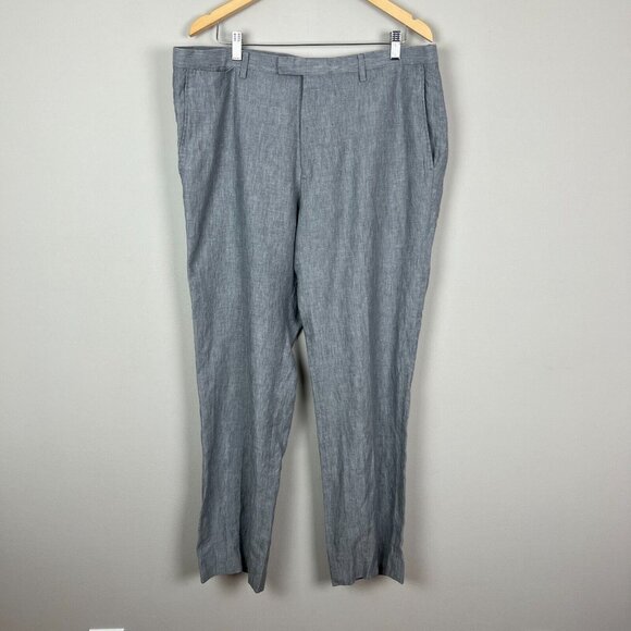 Banana Republic Modern Slim Fit Pants Mens 38x30.5 Gray 100% Linen Chino - Picture 1 of 12